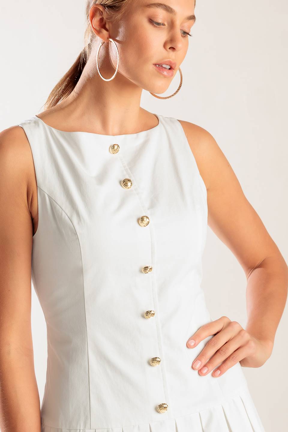 Elegant White Pleated Mini Skirt Dress - Women's Fashion for Parties, Dates & Casual Outings