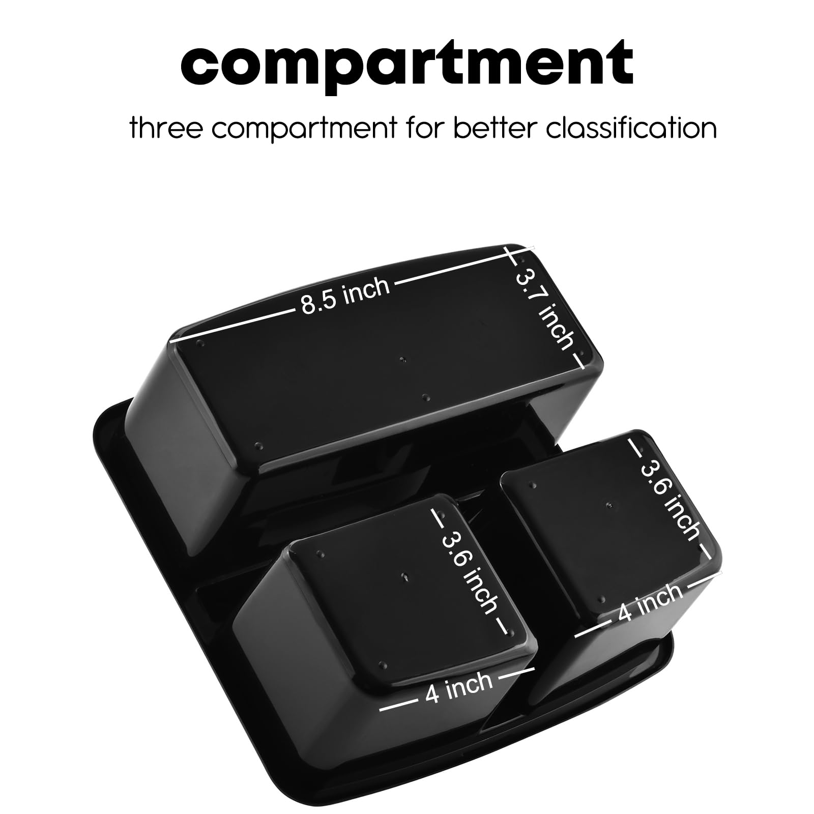 ALINK Plastic Classroom Caddy Organizer with Handle - 6-Pack 3-Compartment Teacher Supply Storage for Desk, Table & Office Organization - Perfect for Classroom Supplies, Kids' Craft Art & School Stationery - Black