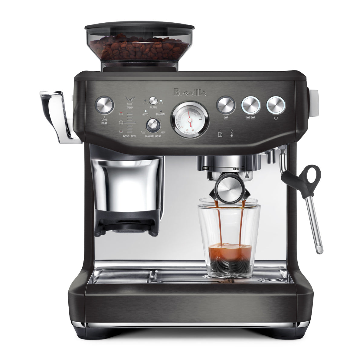 Breville Barista Express Impress Espresso Machine with Built-in Grinder - Black Stainless Steel (BES876BST) | Perfect for Home Baristas & Coffee Lovers | Ideal for Espresso, Latte & Cappuccino Making