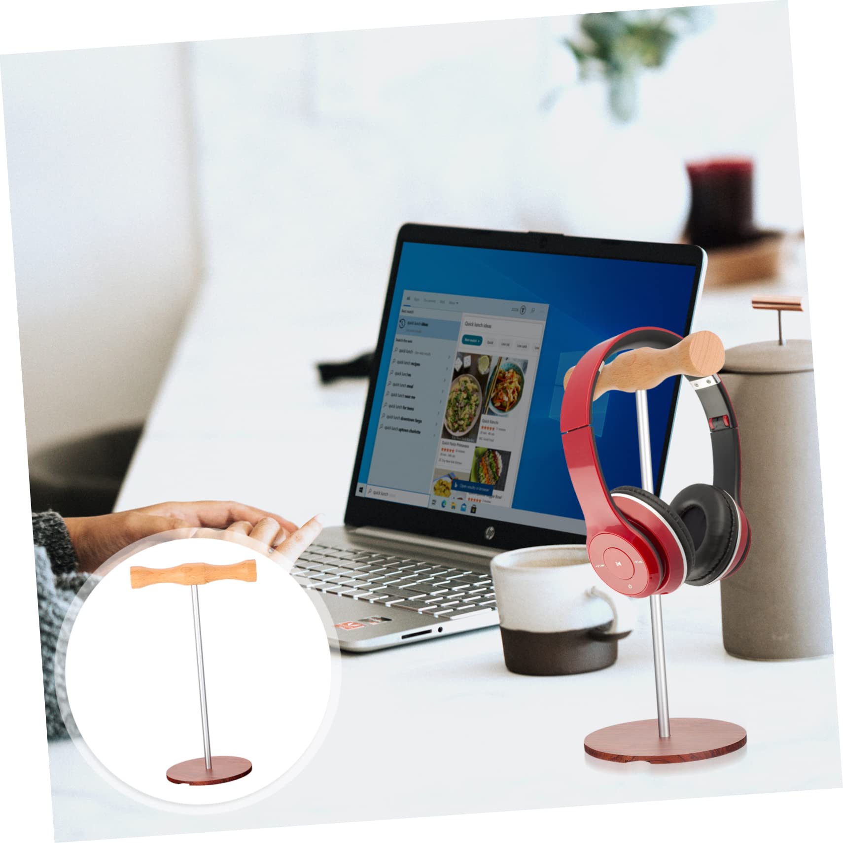 Artibetter 2 Pack Metal & Wood Headphone Stand - Premium Solid Wood Headset Holder with Sturdy Metal Base for Desk Organization (Perfect for Gaming Setups, Office Desks & Home Studios)