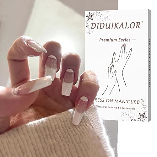24PCS Long Press on Nails - White Coffin Fake Nails with Glue for Women | Cute & Durable Artificial Nails for Parties, Weddings & Daily Wear