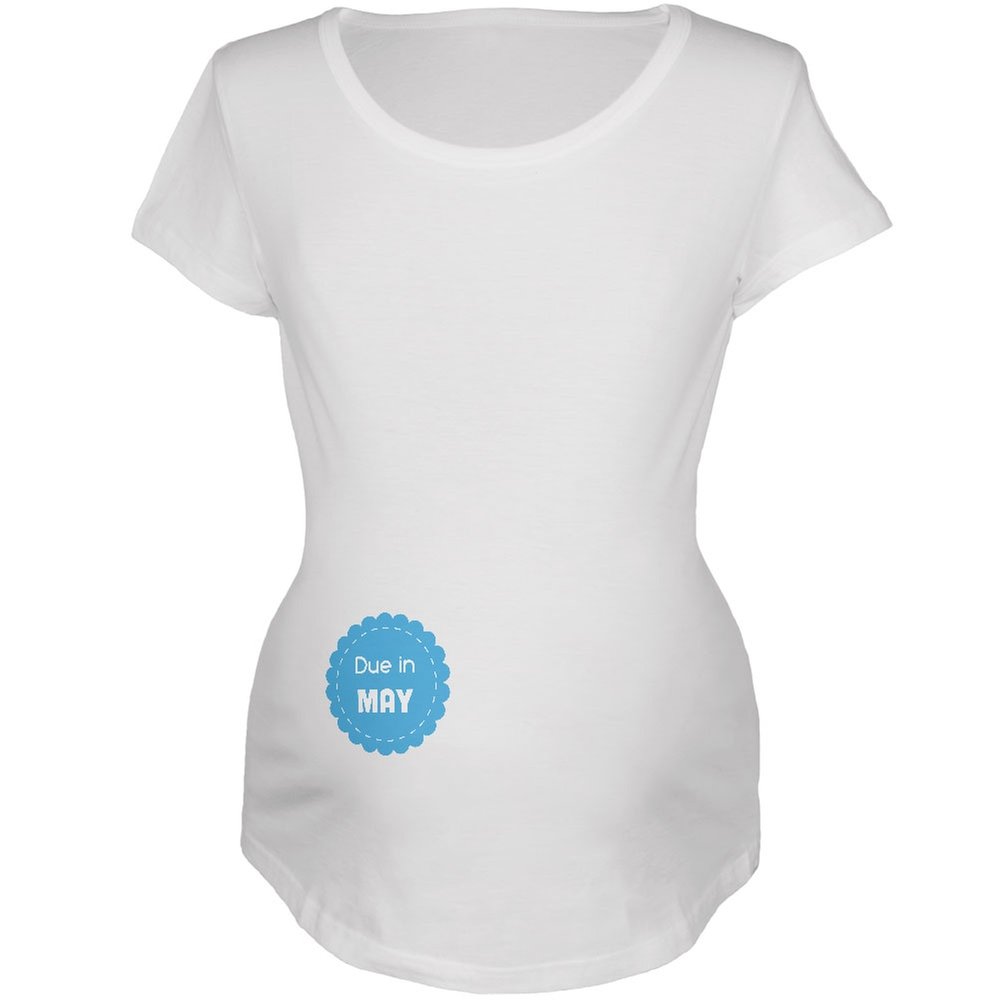 Blue Boy Badge White Maternity Soft Cotton T-Shirt for Pregnancy - Small Size | Comfortable Maternity Wear for Expecting Moms, Perfect for Casual Outings & Baby Showers