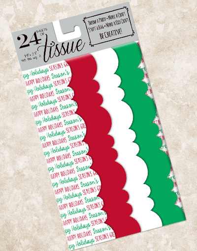 Festive Scalloped Tissue Paper for Holiday Gift Wrapping, DIY Crafts, and Party Decorations - Christmas, Birthday, Wedding Seasonal Greetings