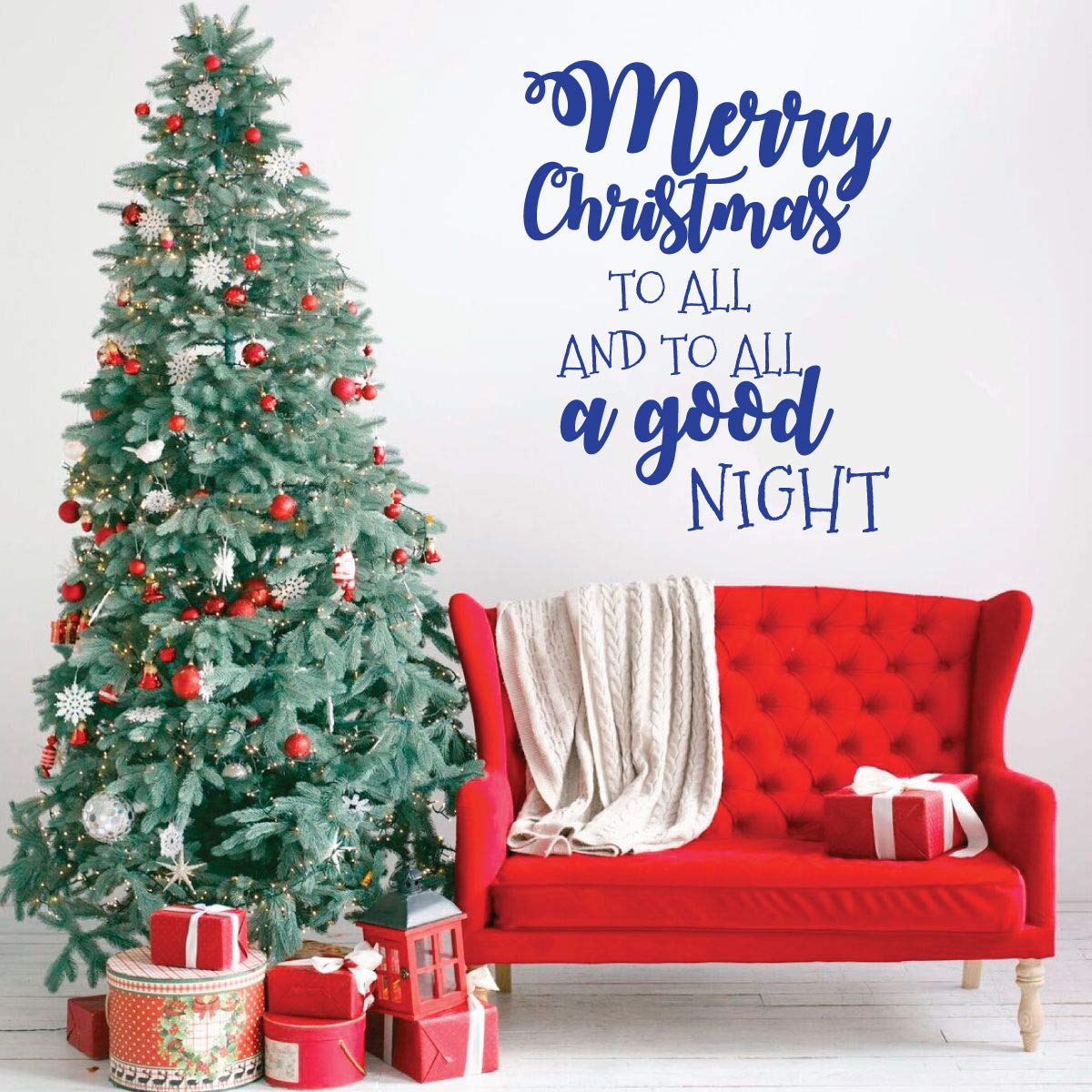 Merry Christmas Wall Decor - Holiday Vinyl Decal Stickers for Living Room, Family Room & Home Decor - Perfect for Christmas Tree, Fireplace & Window Decoration