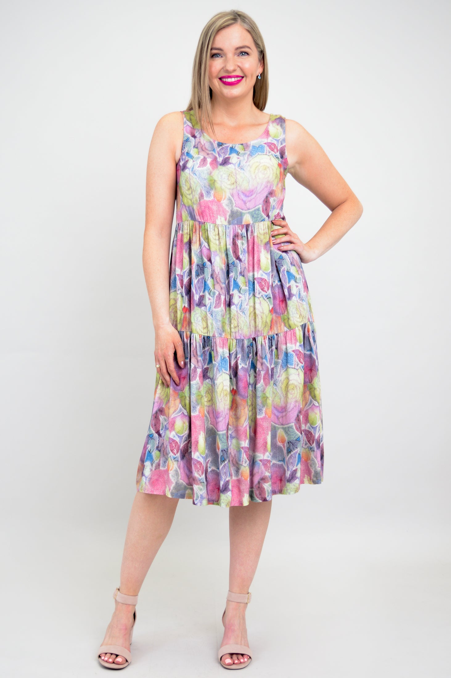Juni Dress in Rosebud Print - Linen Bamboo Blend for Women | Perfect for Summer Outfits, Beach Vacations & Casual Wear