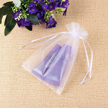 25-Pack White Organza Drawstring Pouch Bags 9x12 cm for Wedding Favors, Jewelry, Dry Fruits & Gift Packaging - Elegant Party Favor Bags for Bridal Showers, Baby Showers & Special Events