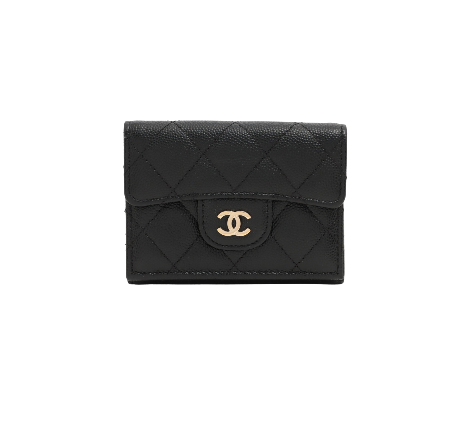Chanel Caviar Black Fold Wallet for Women - Luxury Leather Wallet with Card Slots & Coin Pocket - Perfect for Everyday Use & Gift Giving