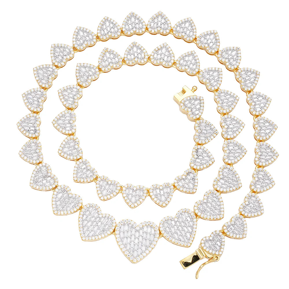 Moissanite Heart Necklace for Women - 14k Gold Plated 925 Sterling Silver Jewelry - Perfect for Valentine's Day, Anniversary & Romantic Gifts