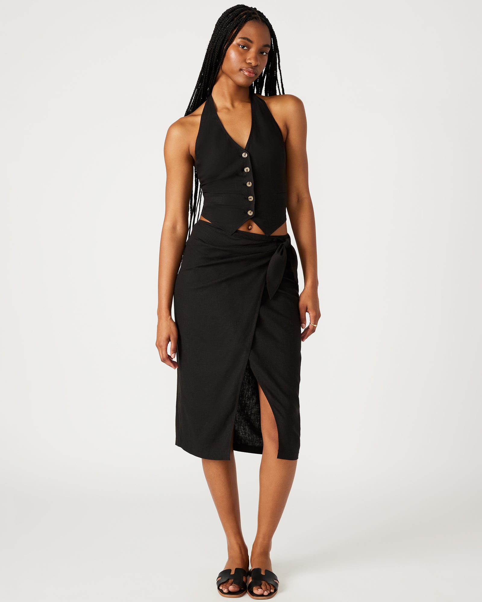 ISADORA Black Skirt for Women - Elegant A-Line Midi Skirt with Pockets | Perfect for Office, Date Night, and Casual Outings