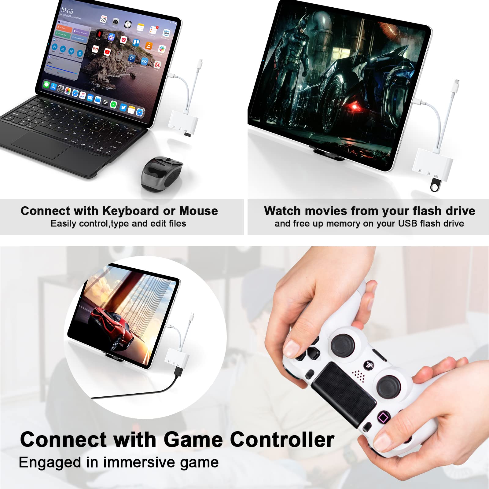 5-in-1 Lightning to USB Adapter with SD/TF Card Reader - Compatible with iPhone iPad MacBook Samsung Android Devices - Fast USB 3.0 Memory Card Reader for Photos Videos Transfer - Perfect for Travel Photography & File Backup (AP439)