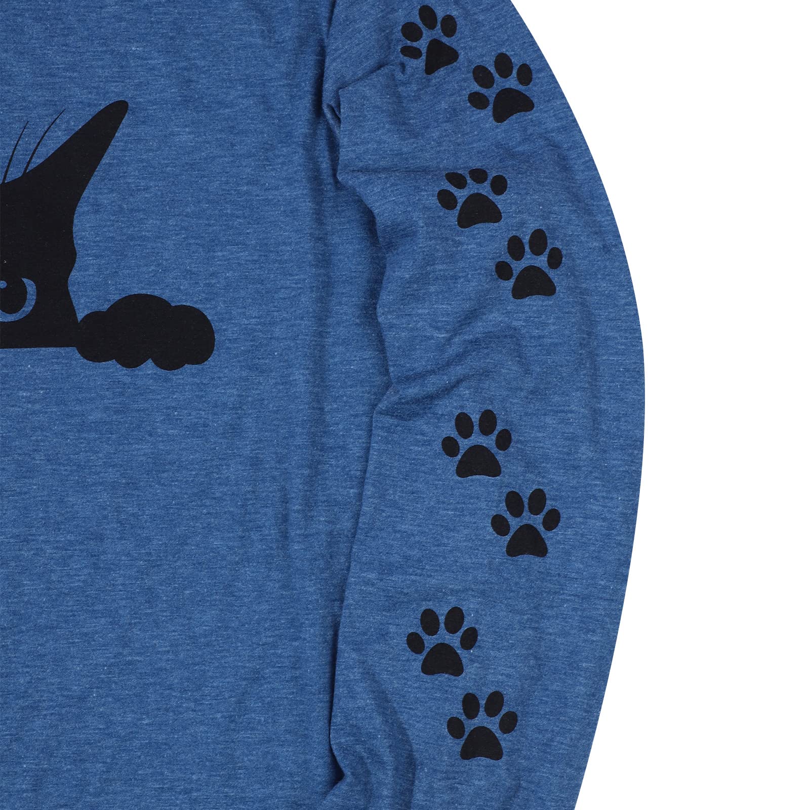 Black Cat Graphic Tee for Women - Cute Cat Mom Long Sleeve Pullover Shirt | Perfect for Casual Wear, Cat Lover Gifts & Halloween Outfits