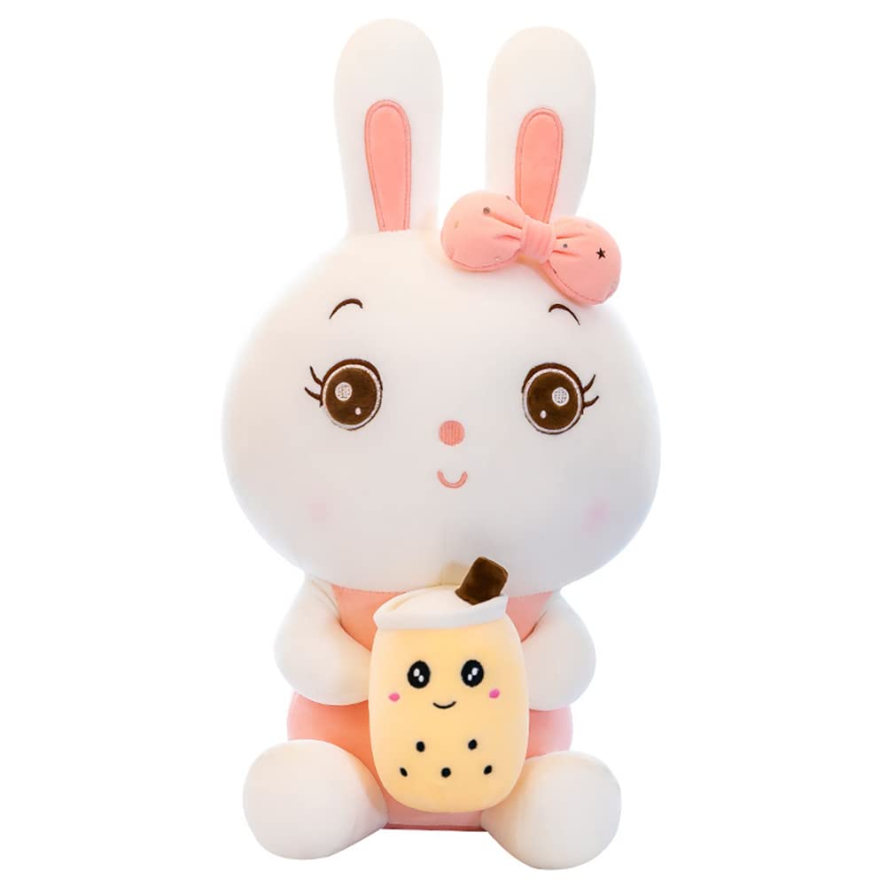 Cute Plush Rabbit Stuffed Animal Toy - Kawaii Bunny Fluffy Pillow for Home Decor, Car Accessories & Gift | Soft Cartoon Bubble Tea Plushie for Kids, Girls & Nursery Decor