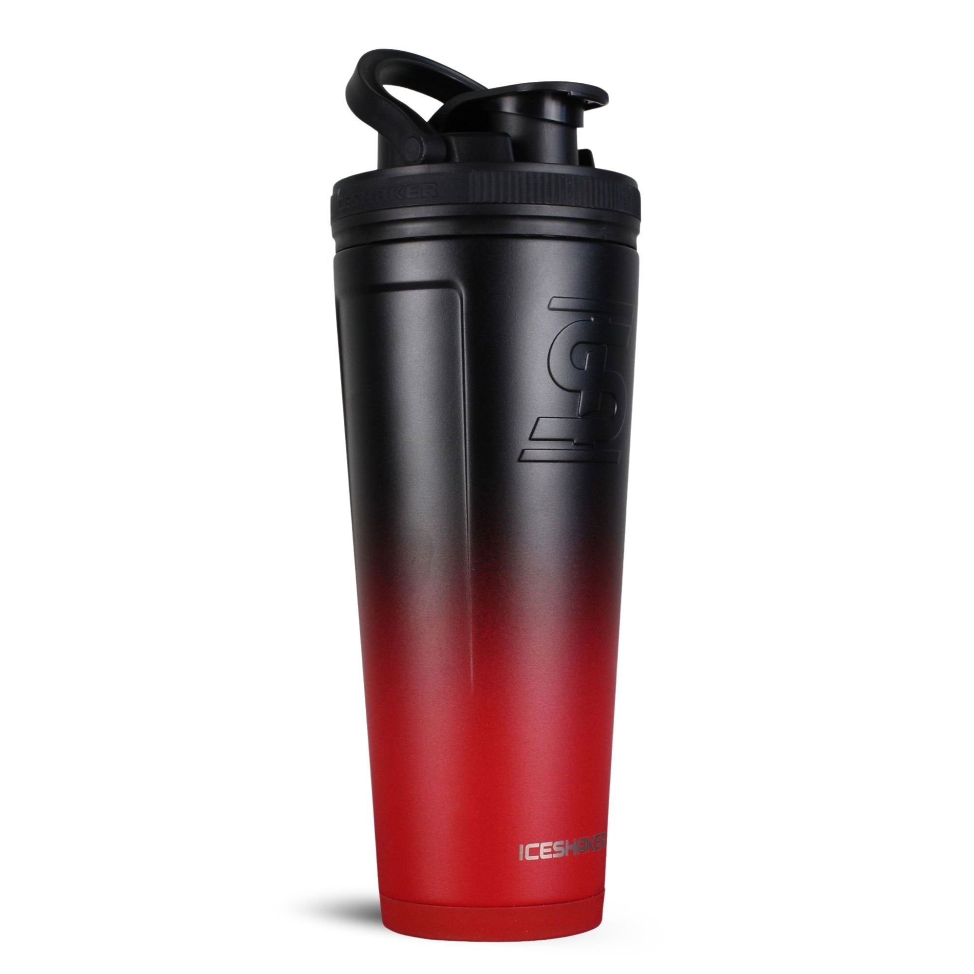 36oz Insulated Stainless Steel Ice Shaker Bottle - Red Black Ombre Gradient for Gym, Workout & Protein Drinks | Leakproof & Sweatproof Design for Fitness, Bodybuilding & Sports Hydration