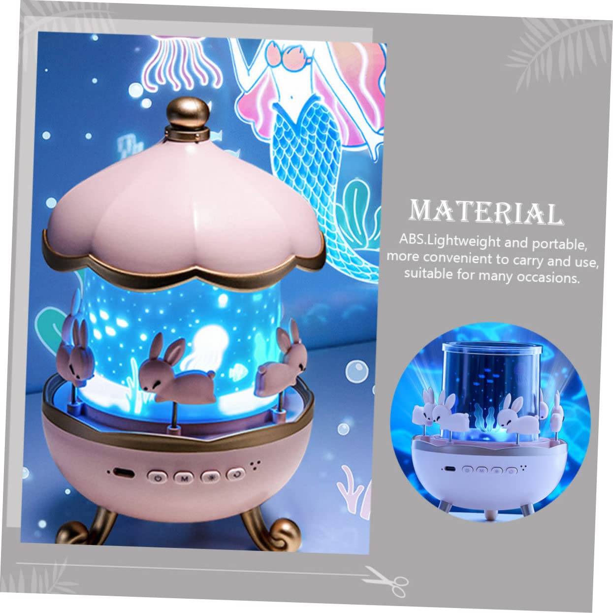 Rotating LED Star Projector Night Light - Rabbit Decor for Bedroom, Kids Room & Easter Party | USB-Powered Desk Lamp for Relaxation & Sleep Aid