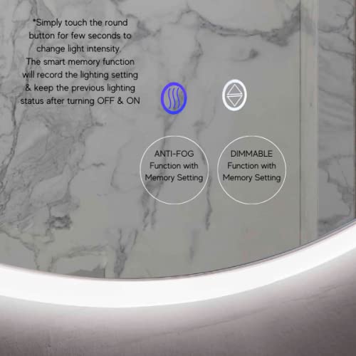 ZEEK 32 Inch Round LED Bathroom Vanity Mirror with Backlit Lighting - Anti-Fog, 4000K Natural White Light, Hardwired to Switch (Model M-RN32) - Perfect for Modern Bathrooms, Makeup Application & Spa-Like Experience
