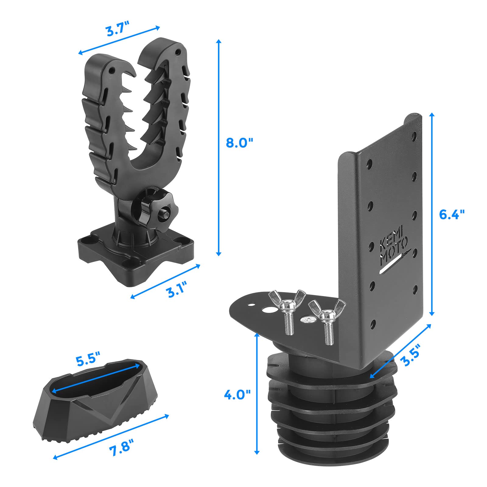 KEMIMOTO UTV Hunting Tool Holder Rack - Compatible with Polaris Ranger & General, Dash Cup Holder or Cargo Bed Mount - Shovel & Bow Storage for Off-Road Adventures, Hunting & Outdoor Work