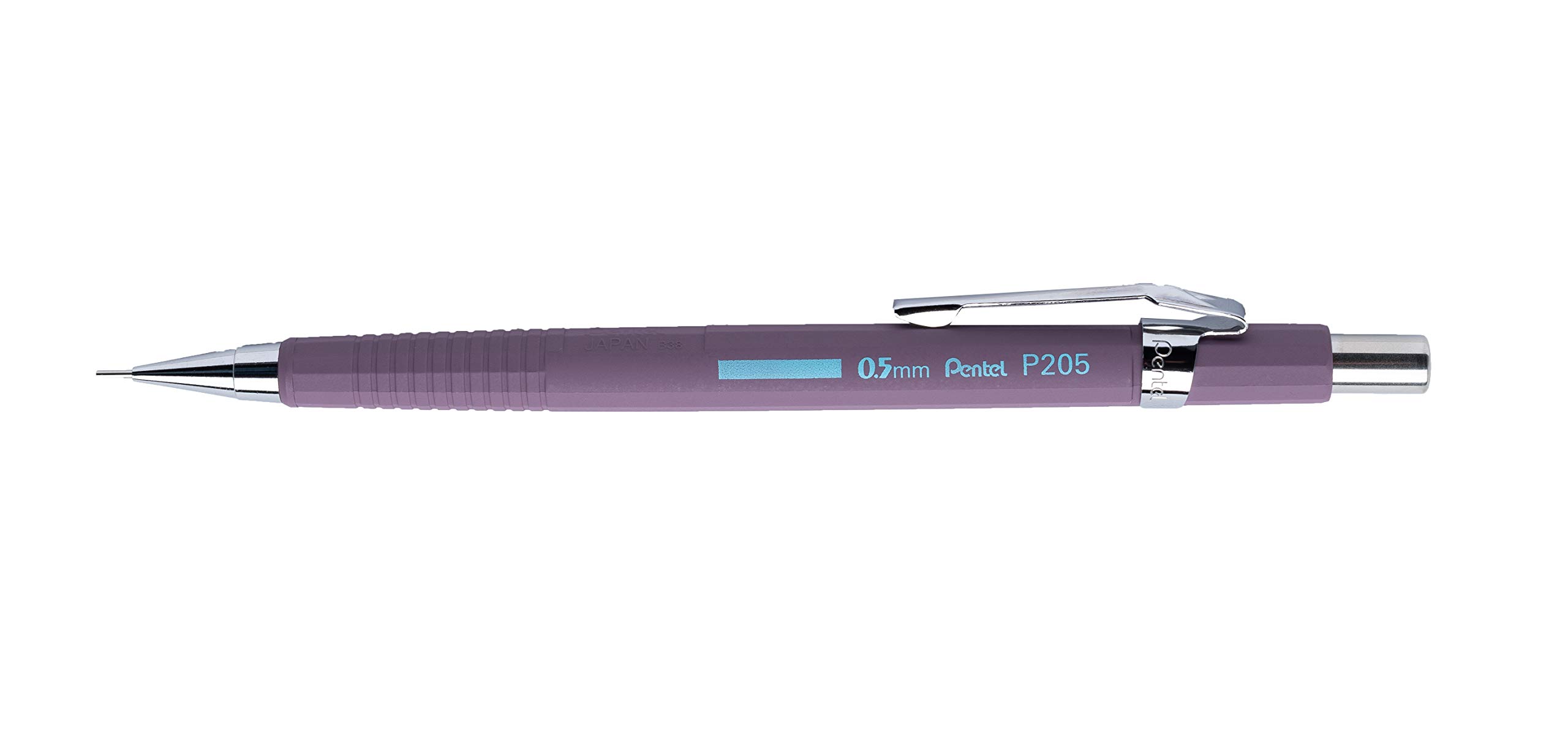Pentel P200 Series 0.5mm Mechanical Pencils - 12 Pack, Mauve with Light Blue Strip - Perfect for Drafting, Sketching & Technical Drawing - Premium Technical Writing Tools for Engineers, Architects & Students