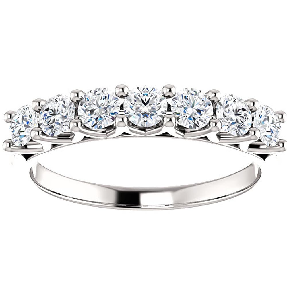 1/2 Carat Lab-Grown Diamond Wedding Ring - 7 Stone 14K White Gold Band for Women - Perfect for Engagement, Anniversary & Bridal Jewelry