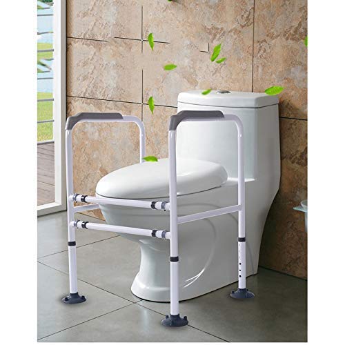 Foldable Adjustable Height Toilet Safety Grab Bar - Bathroom Handrail with Suction Cups for Elderly & Disabled - Non-Slip Support Railing for Toilet, Shower & Bathtub Safety - Ideal for Seniors, Post-Surgery & Mobility Assistance
