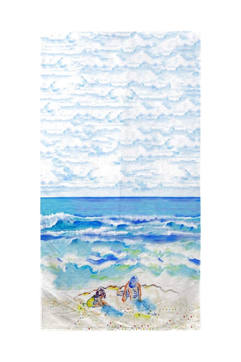 Betsy Drake Playing in The Sand Beach Towel - Large Soft Absorbent Quick-Dry Towel for Pool, Beach, Yoga & Travel - Perfect Summer Outdoor Accessory