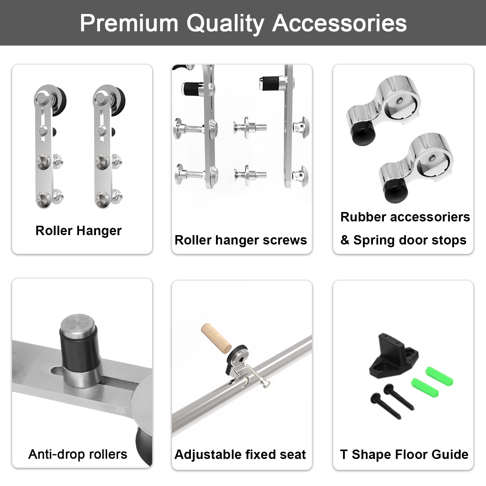 TSMST 5FT Heavy Duty Stainless Steel Sliding Barn Door Hardware Kit - Smooth & Quiet I-Shaped Track for Single Wood Door (Fits 30'' Wide Panel) - Perfect for Bedroom, Closet, or Farmhouse Style Interior Doors