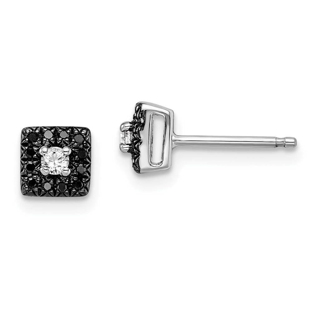 Sterling Silver 6mm Square Diamond Earrings for Women - Party & Wedding