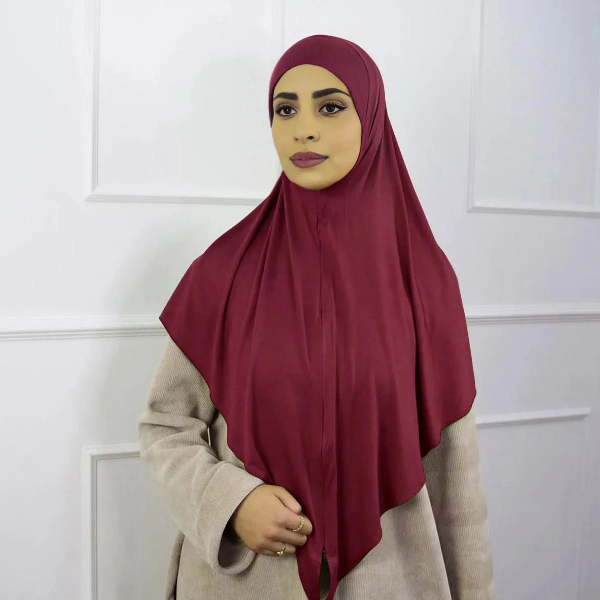 Zipper Khimar Scarf #24933 - Modest Islamic Prayer Hijab for Women - Perfect for Daily Wear, Prayer, and Special Occasions