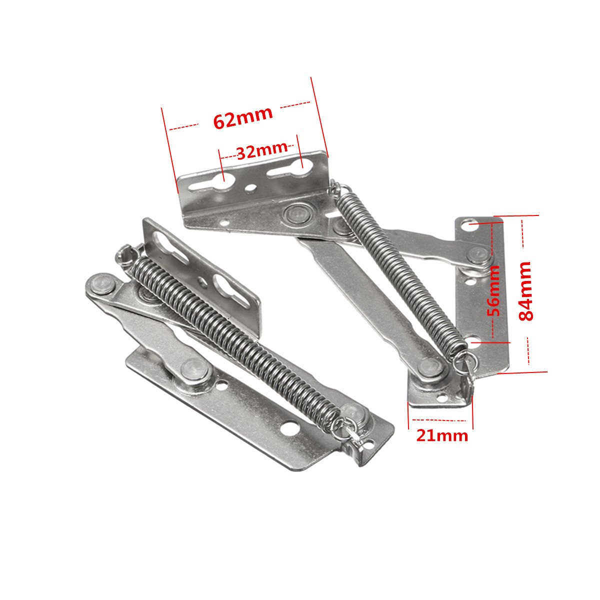 80 Degree Sprung Hinges for Kitchen Cabinets - Upper Door Lift Support Hardware (Left & Right Pair) - Perfect for Cabinet Door Stay Flap and Top Mount Applications