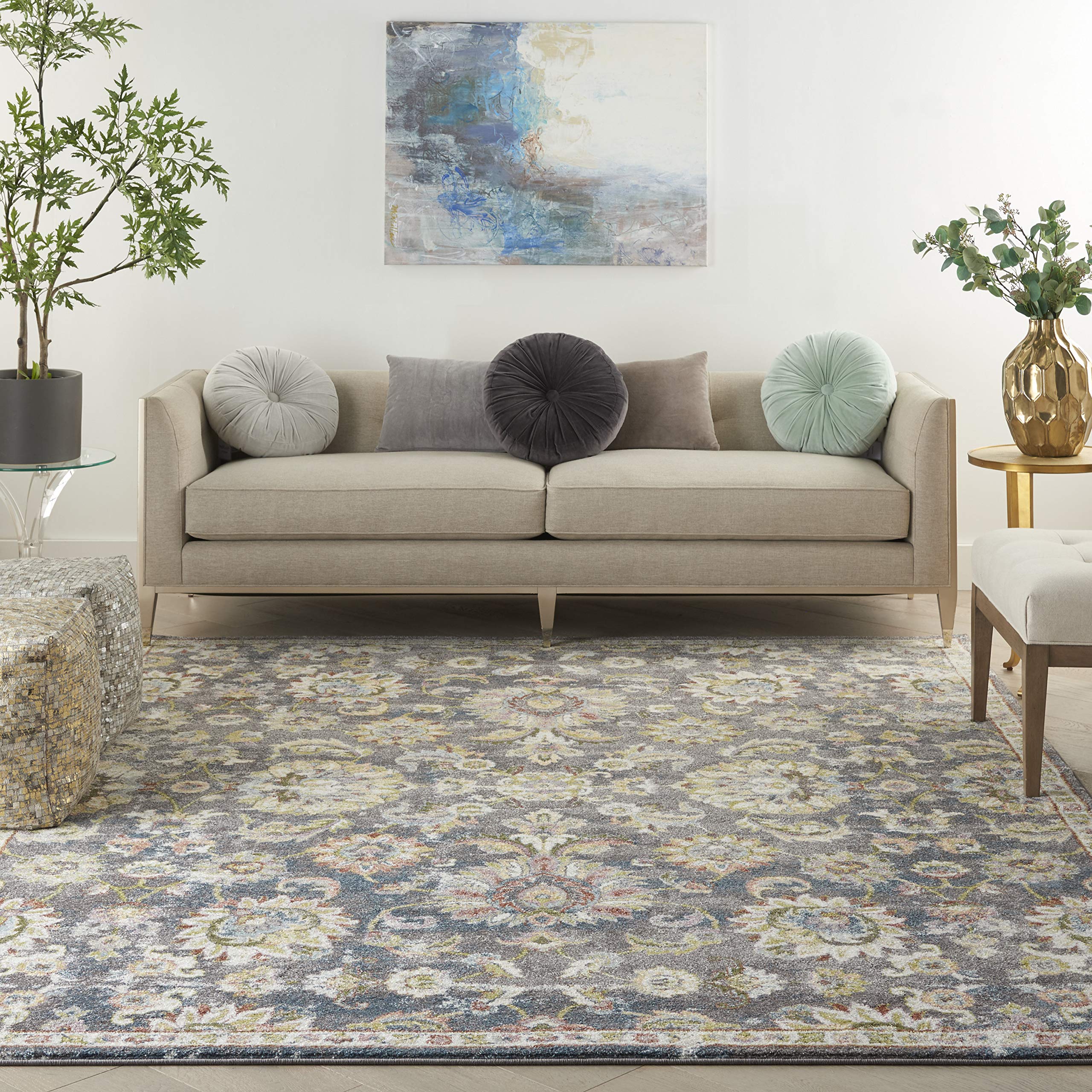 Nourison Juniper Floral Charcoal Multi 7'10