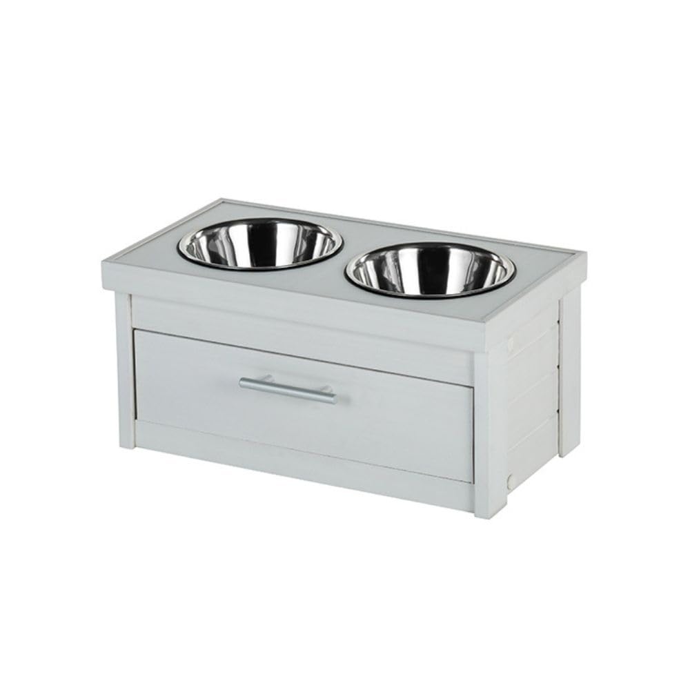 ECOFLEX Piedmont 2-Bowl Dog Diner with Storage Drawer - Russet | Durable Elevated Dog Food Bowls for Large Dogs | Perfect for Indoor & Outdoor Feeding Stations