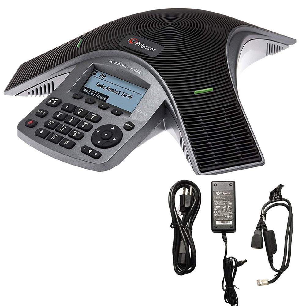 Polycom SoundStation IP 5000 Conference Phone with Power Supply - Premium VoIP Business Phone for Clear Audio in Office Meetings & Remote Work