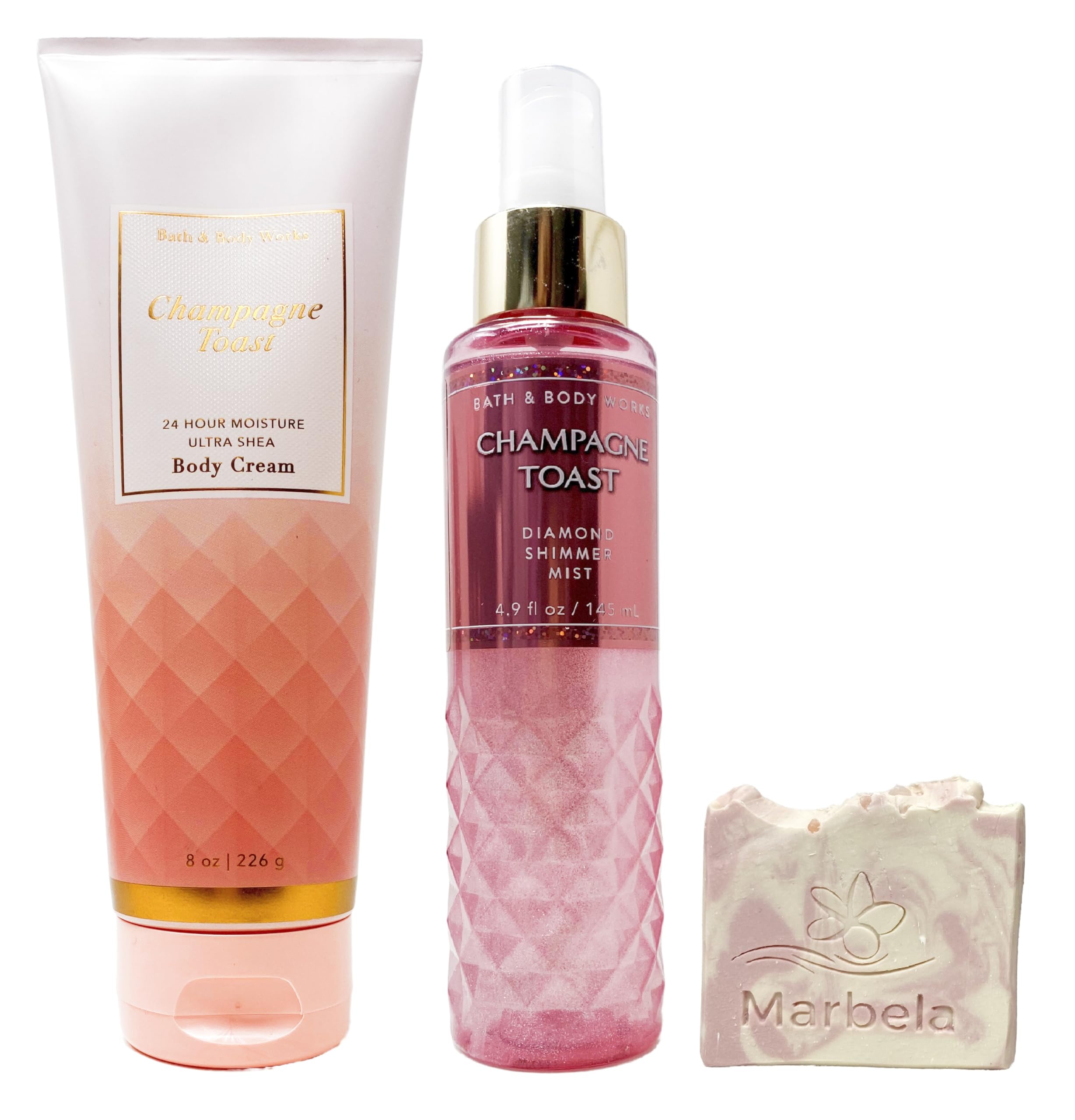 Bath & Body Works Champagne Toast Duo Gift Set - Body Cream & Diamond Shimmer Mist with Himalayan Salt Soap Sample | Perfect for Holidays, Birthdays & Self-Care Gifts