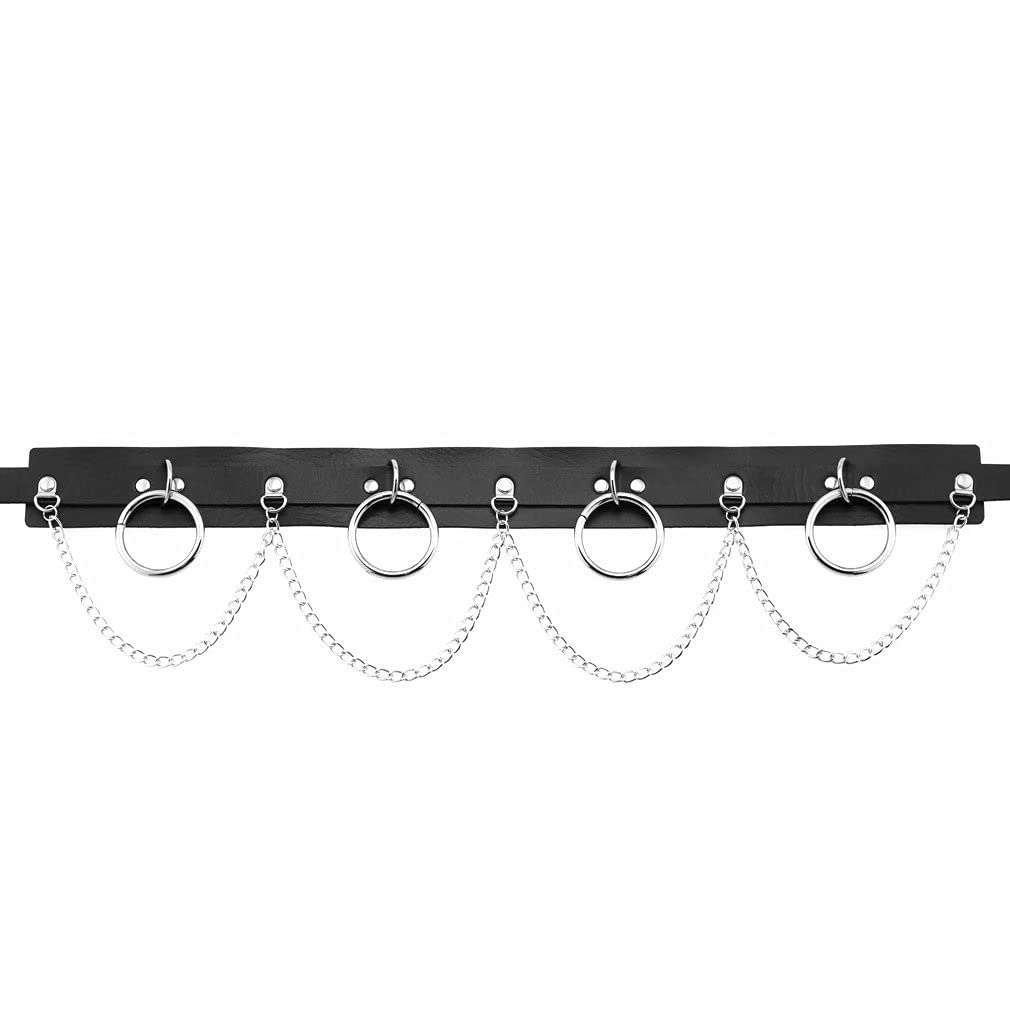 Punk Waist Chain Leather Waist Belt - Gothic Body Jewelry Accessories for Women & Girls | Purple Hip Chain for Rave, Festival, Cosplay & Night Out