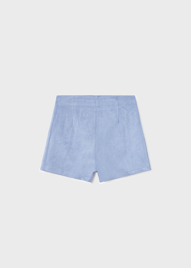 7210 French Blue Faux Suede Shorts for Teen Girls - Trendy High Waist Stretch Summer Shorts for Casual Wear, Outfits & Beach Vacations