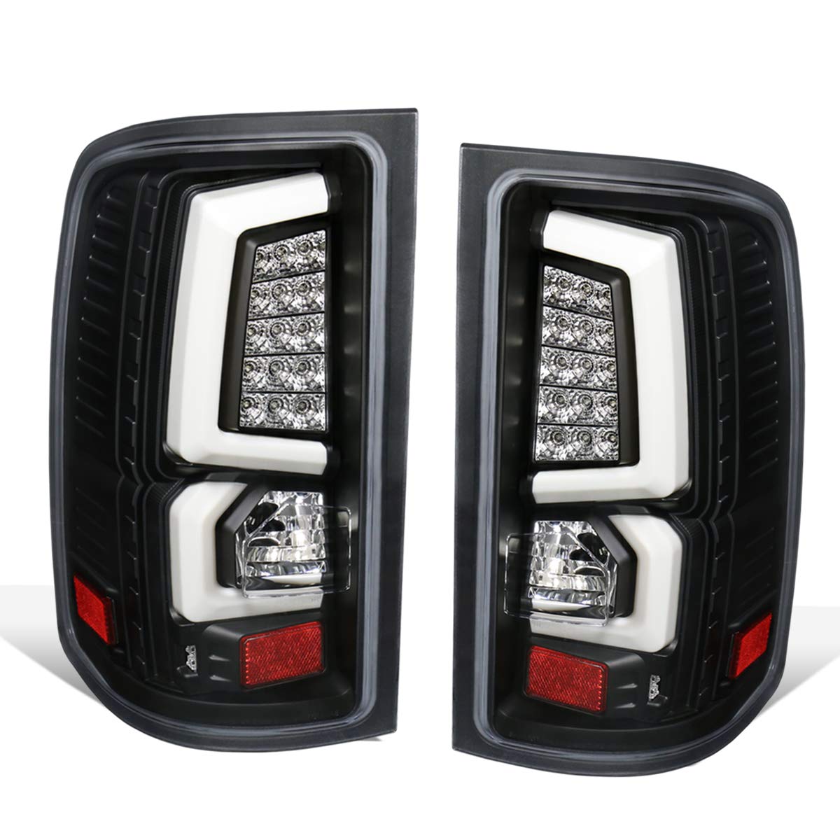 GMC Sierra 1500/2500HD/3500HD LED Tail Lights (2007-2014) - White Streak, Black Housing, Clear Lens Replacement - Perfect for Night Driving & Enhanced Visibility