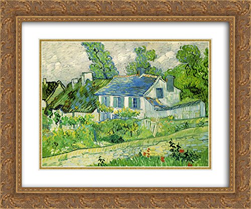 Vincent Van Gogh 'Houses at Auvers' 1890 Framed Art Print - 15x18 Inch Gold Ornate Wall Decor for Living Room, Bedroom & Office