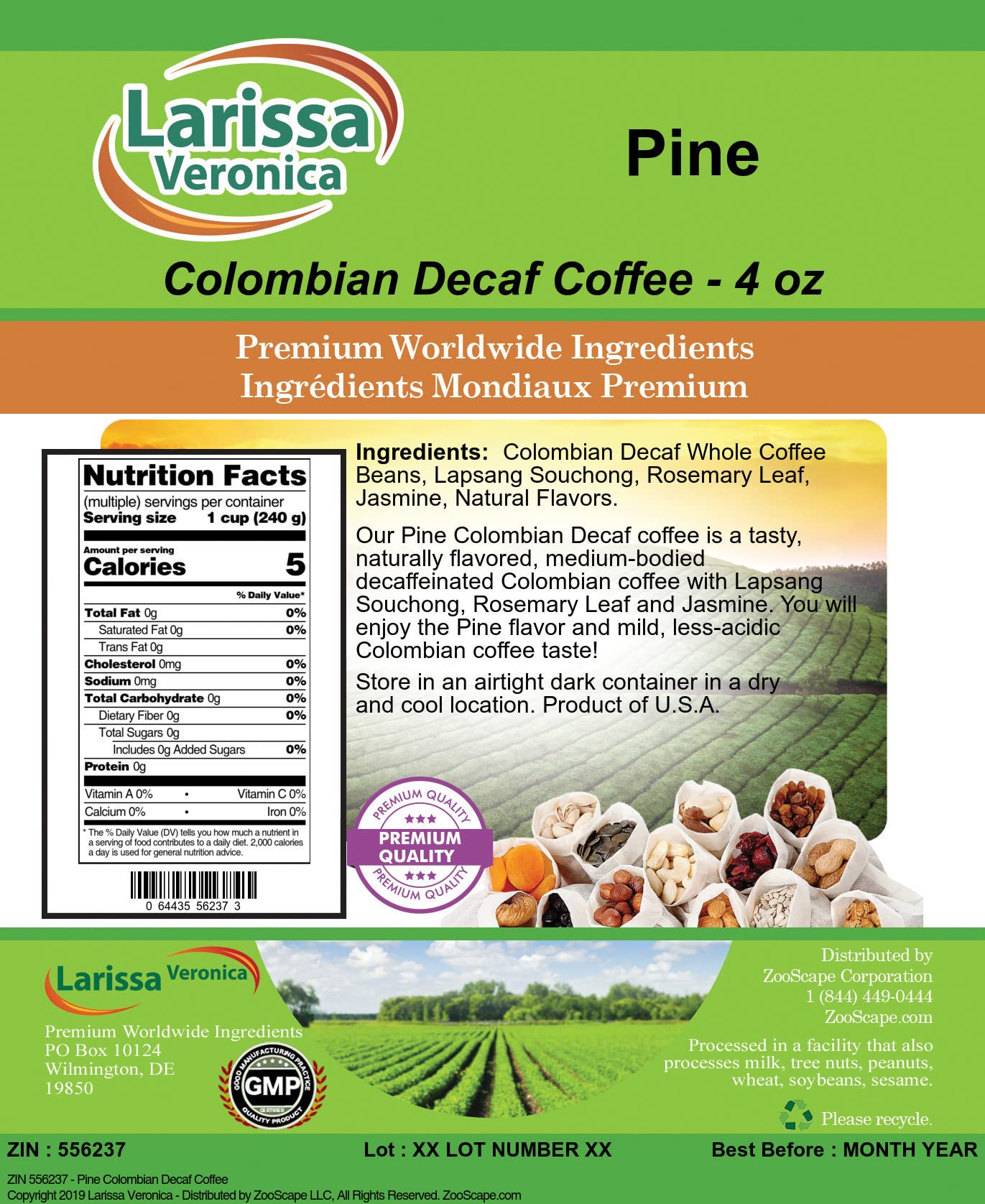 Premium Colombian Decaf Coffee Beans - Gourmet, Naturally Flavored, Whole Bean Coffee (4 oz) | Rich & Smooth Taste for Home Brewing, Office Use & Gifts | ZIN: 556237
