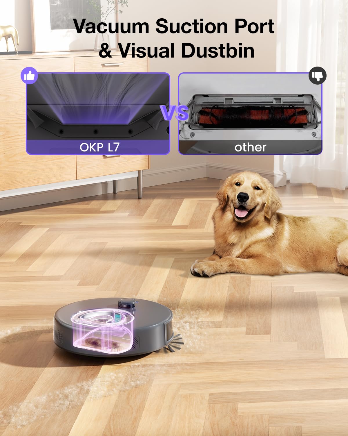 OKP L7 Robot Vacuum and Mop Combo - 6000Pa Strong Suction, LiDAR Navigation & 3D Mapping for Hard Floors & Pet Hair - Smart No-Go Zones, WiFi/App/Alexa Control - Perfect for Daily Cleaning, Pet Owners & Smart Homes