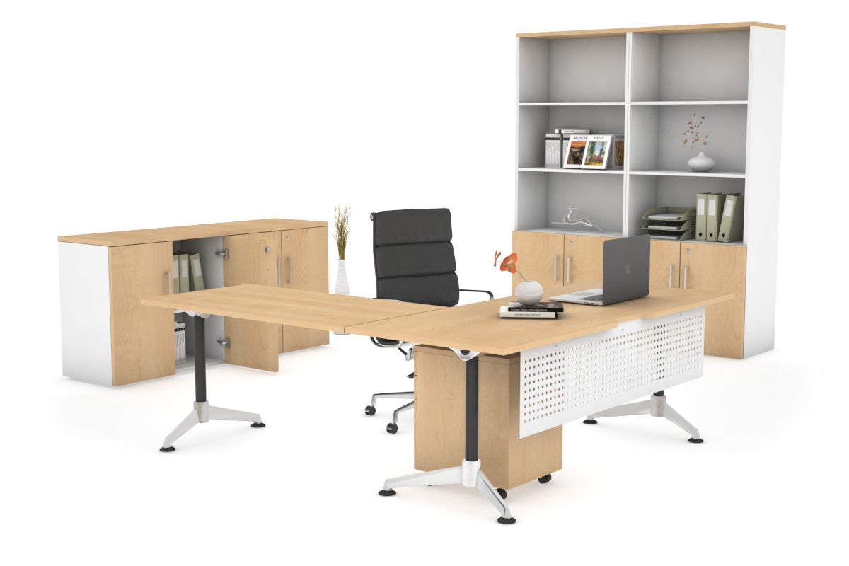 Premium L-Shaped Corner Executive Office Desk - Blackjack [1800L x 1800W with Cable Management] for Home Office & Workspace Setup