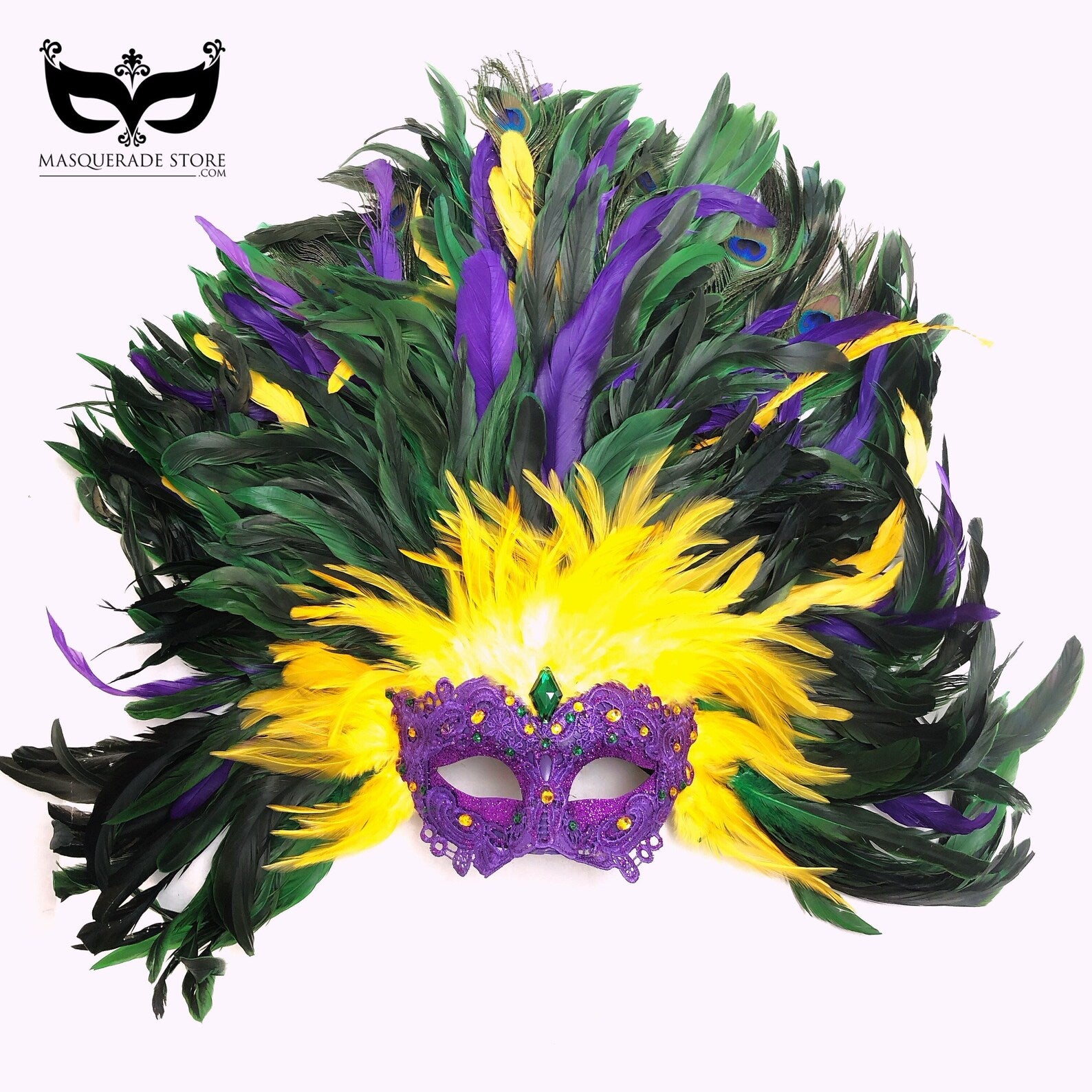 Majestic Feather Mask for Mardi Gras - Elegant Venetian Carnival Costume Accessory for Halloween, Masquerade Balls & Themed Parties