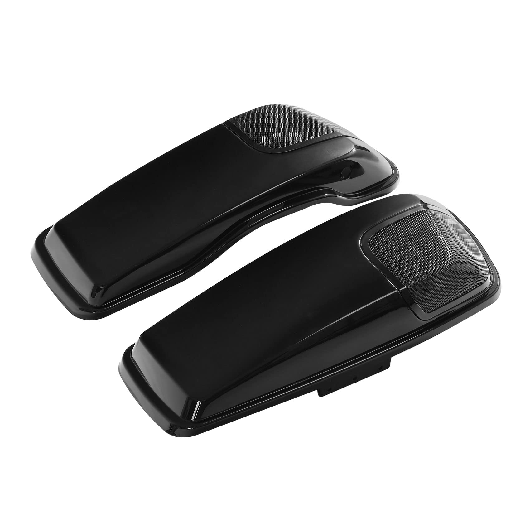 Vivid Black 5x7 Speaker Saddlebag Lids for Harley Road King, Street Glide & Electra Glide (2014-2024 Touring Models) - Premium Motorcycle Audio Upgrade for Long Rides & Custom Bike Builds