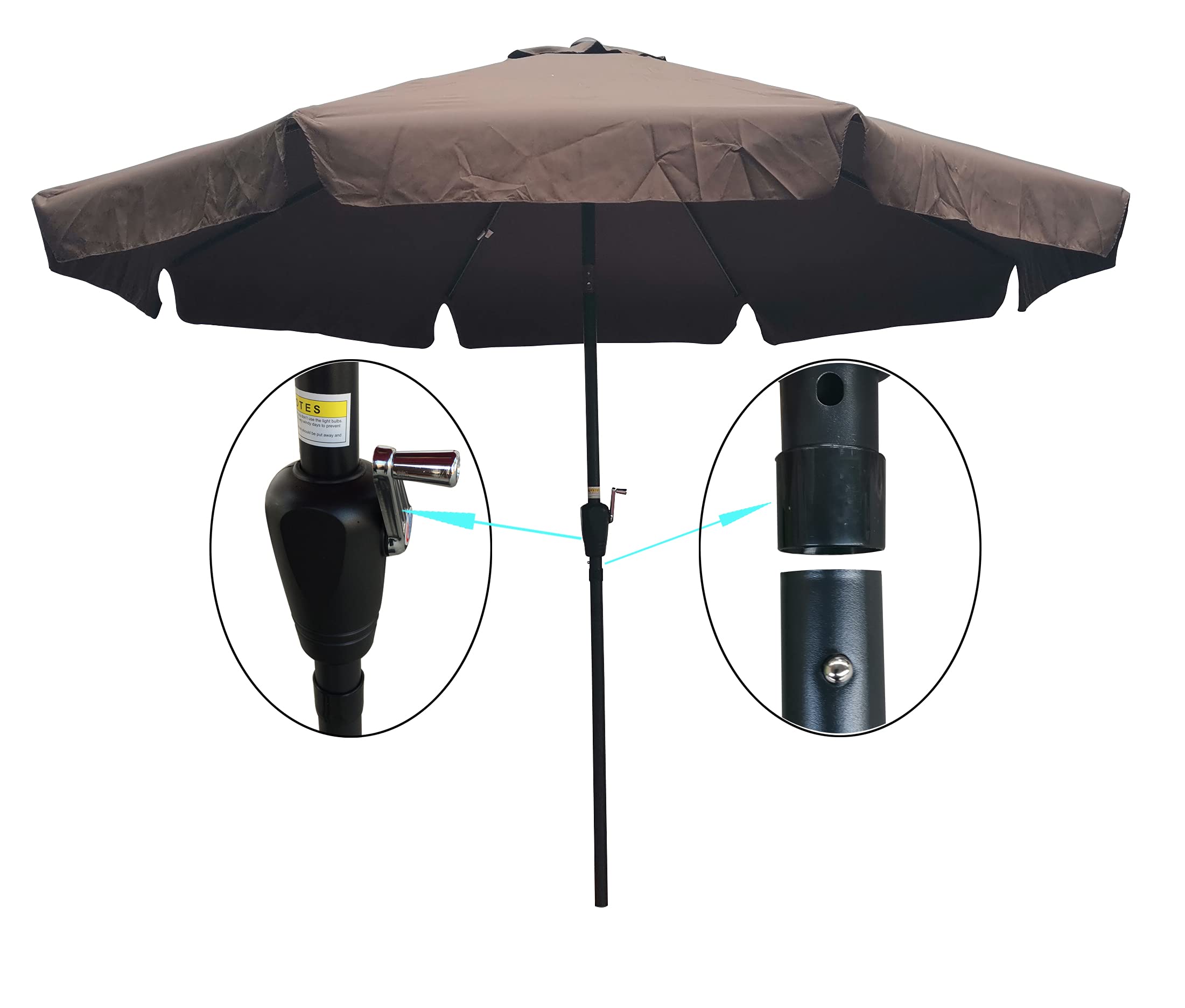 10 ft Outdoor Patio Umbrella with Crank & Tilt - Round Market Table Umbrella for Garden, Deck, Backyard & Pool Shade | Perfect for Outdoor Dining, Lounging & Sun Protection