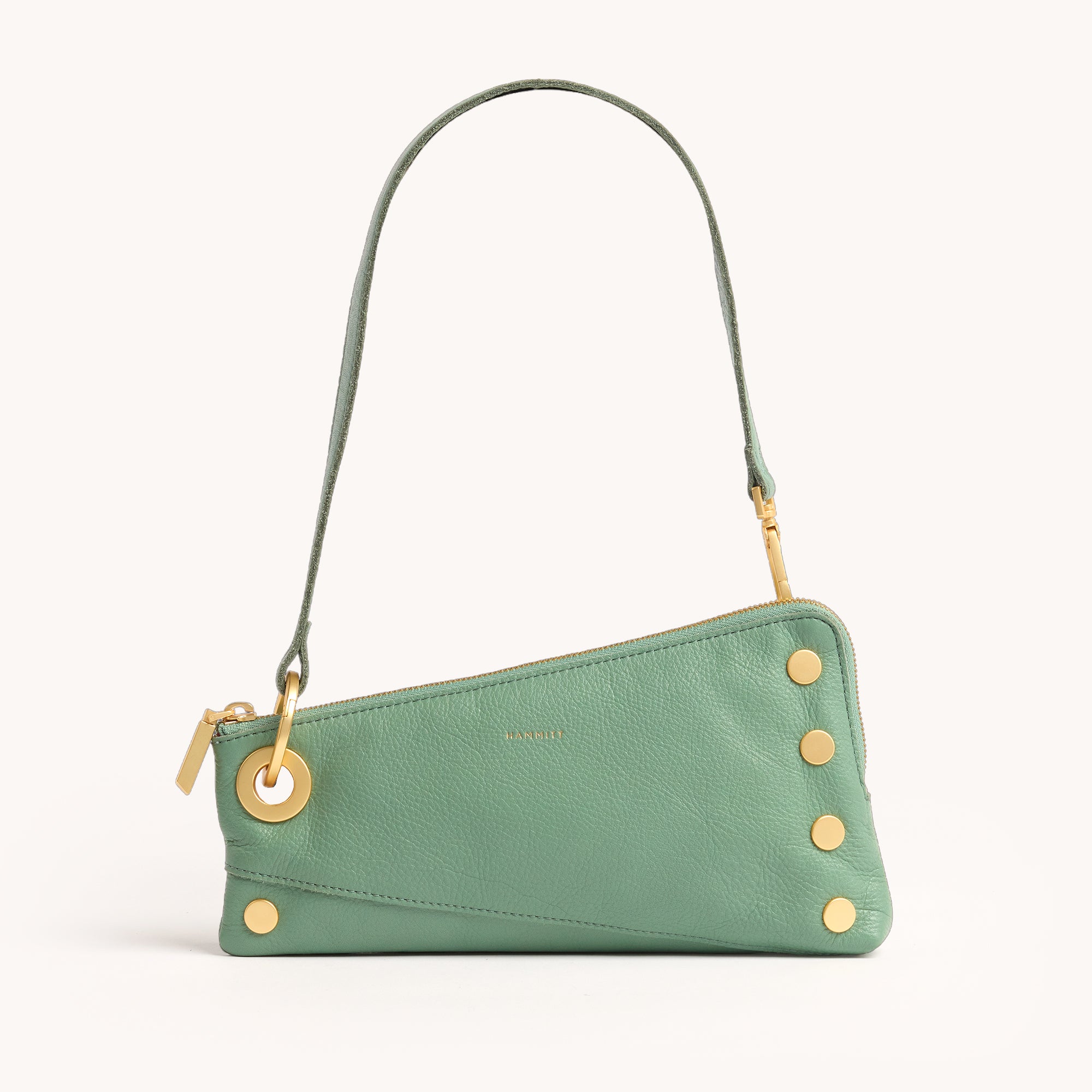 Nash Pochette Handbag - Artichoke Green & Brushed Gold Clutch for Women | Perfect for Evening Parties, Weddings & Special Events