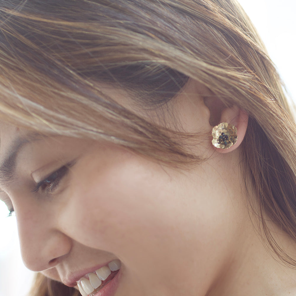 Poppy Front Back Earrings - Gold Floral Dangle Earrings for Women | Perfect for Parties, Weddings & Everyday Wear