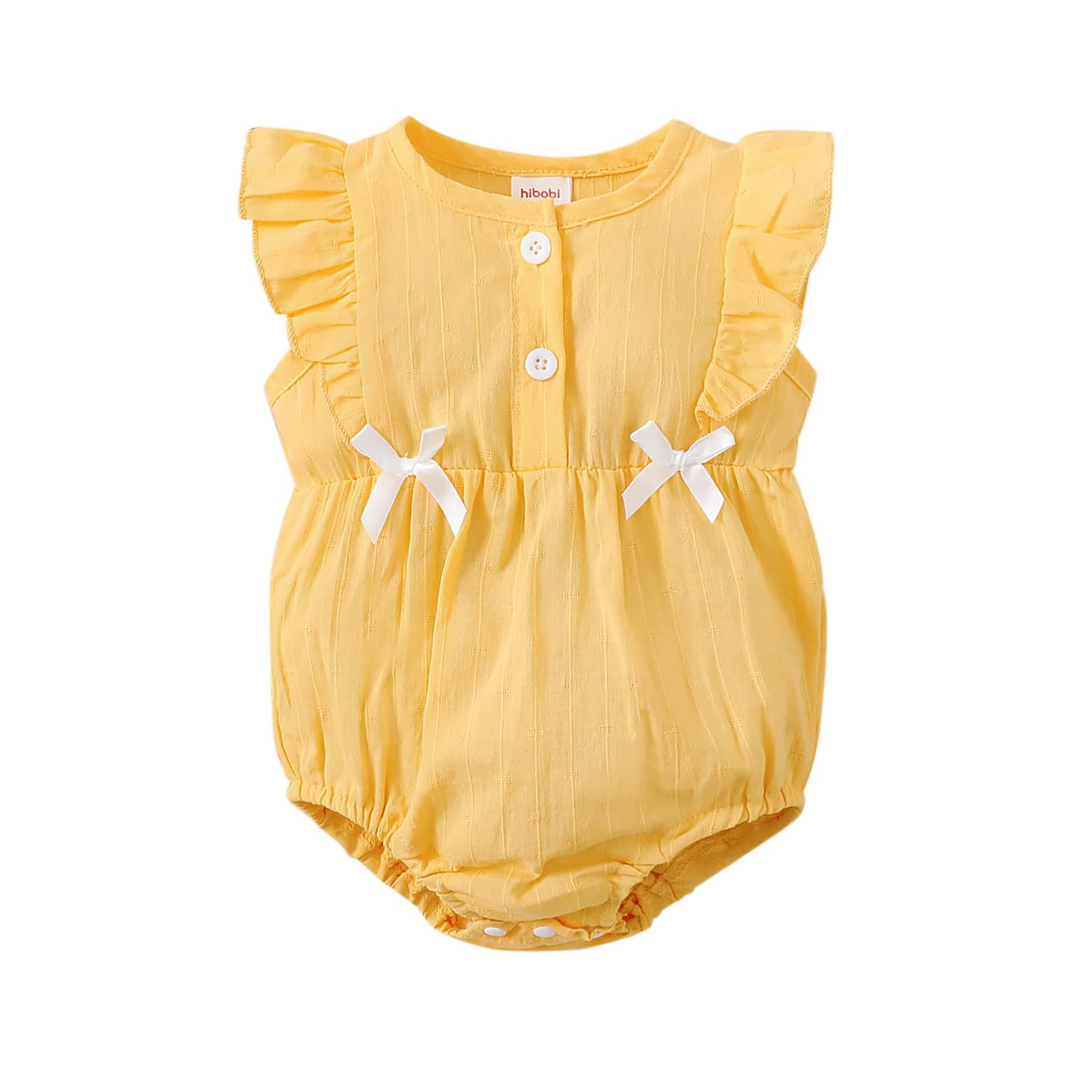 Hibobi Newborn Baby Girl Floral Bubble Romper Bowknot Dress - Soft Cotton Summer Jumpsuit Onesie for 0-24 Months - Perfect for Photoshoots, Parties & Daily Wear