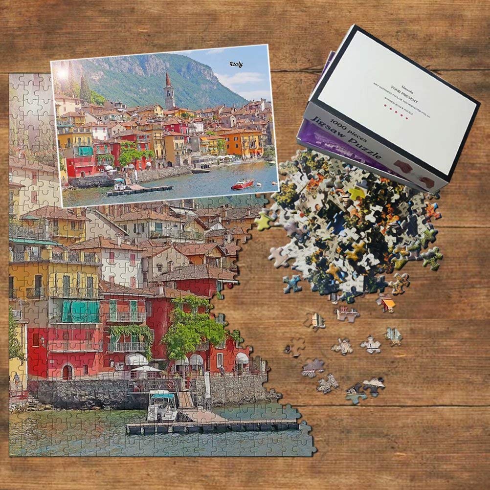 1000-Piece Italy Jigsaw Puzzle - Scenic Varenna Lake Como Wooden Travel Souvenir for Adults & Puzzle Lovers | Perfect for Home Decor, Relaxation & Family Game Night