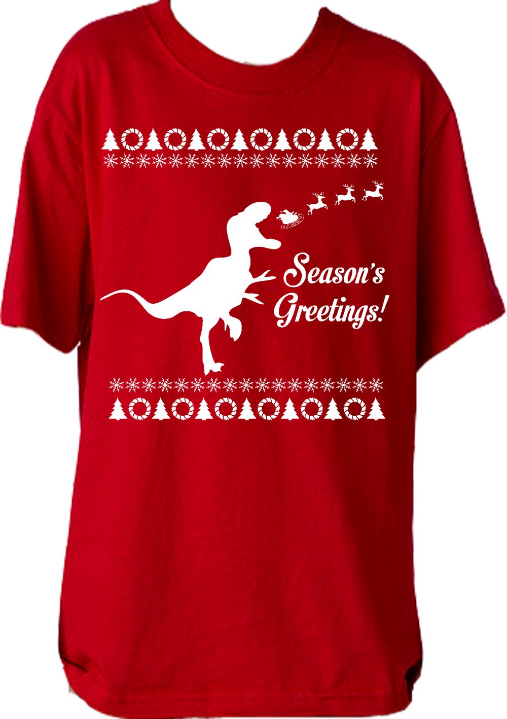 Custom Boys Dinosaur Eating Santa Christmas T-Shirt - Funny Holiday Graphic Tee for Kids - Perfect for Christmas Parties, Family Photos & Festive Gifts