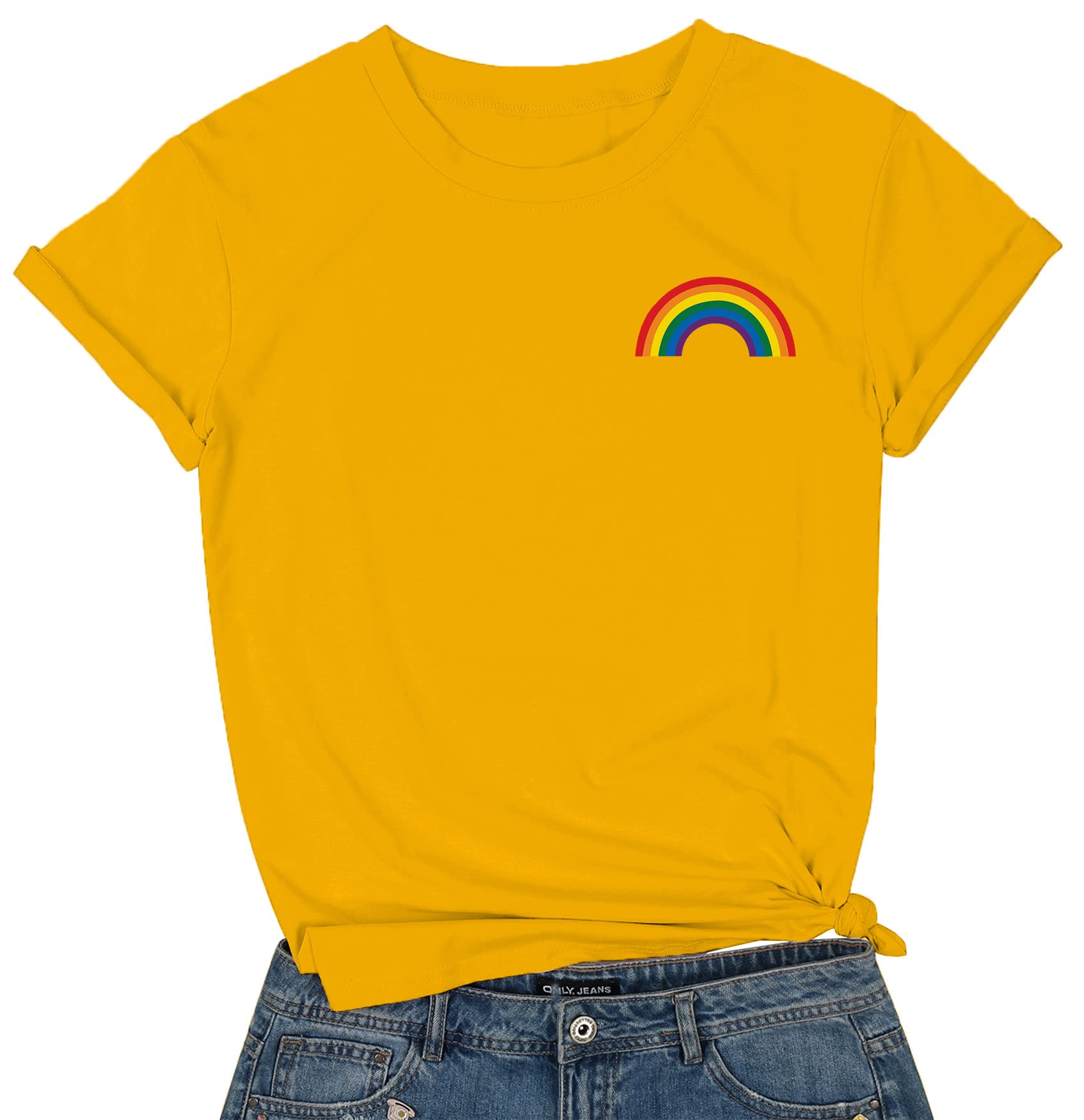 Pride T-Shirts for Women - Rainbow Heart Graphic Tees | LGBT Casual Short Sleeve Tops for Everyday Wear & Pride Events