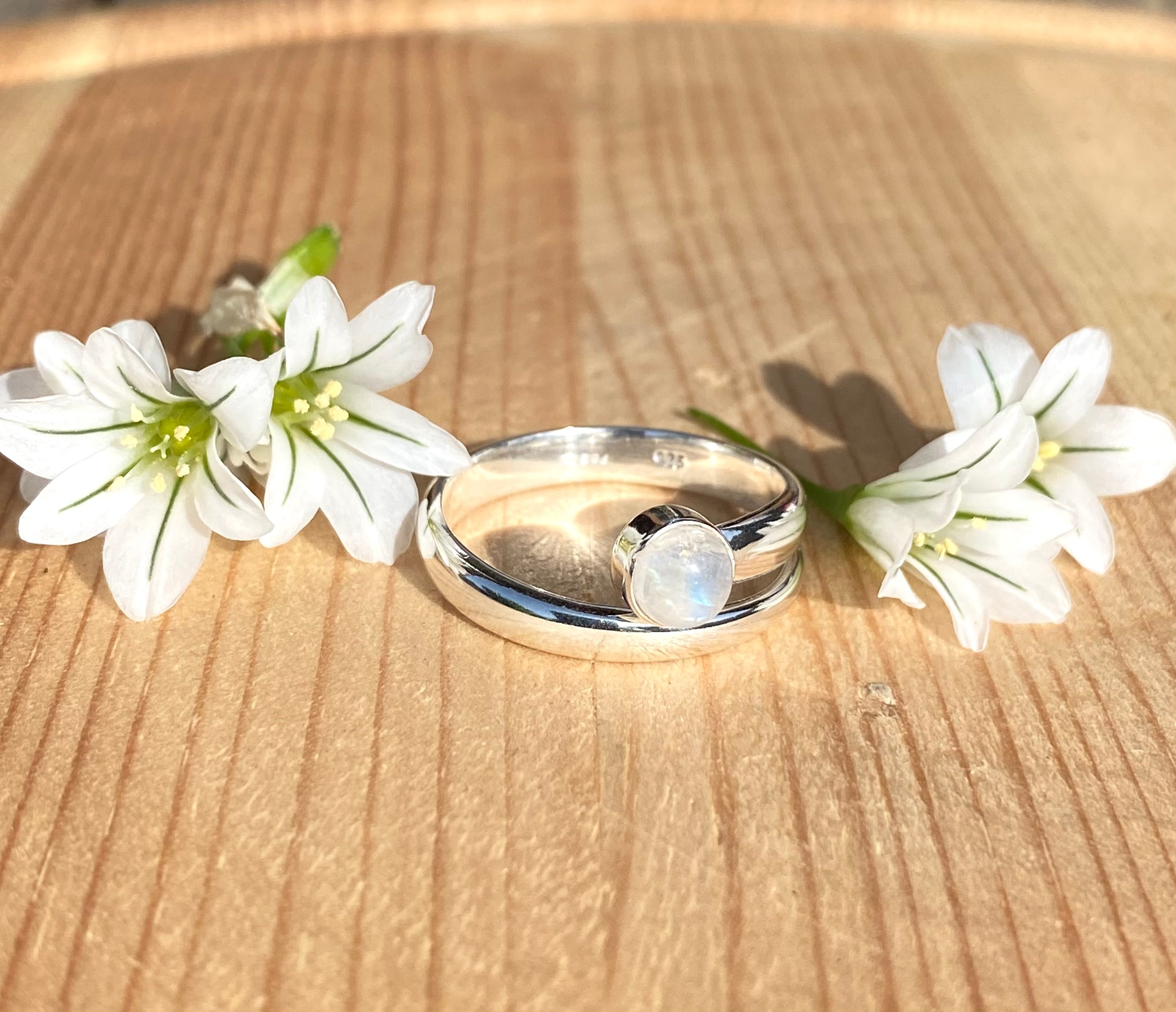 Rainbow Moonstone Swirl Ring - Sterling Silver Gemstone Jewelry for Women | Perfect for Boho Style, Wedding, Gift & Everyday Wear