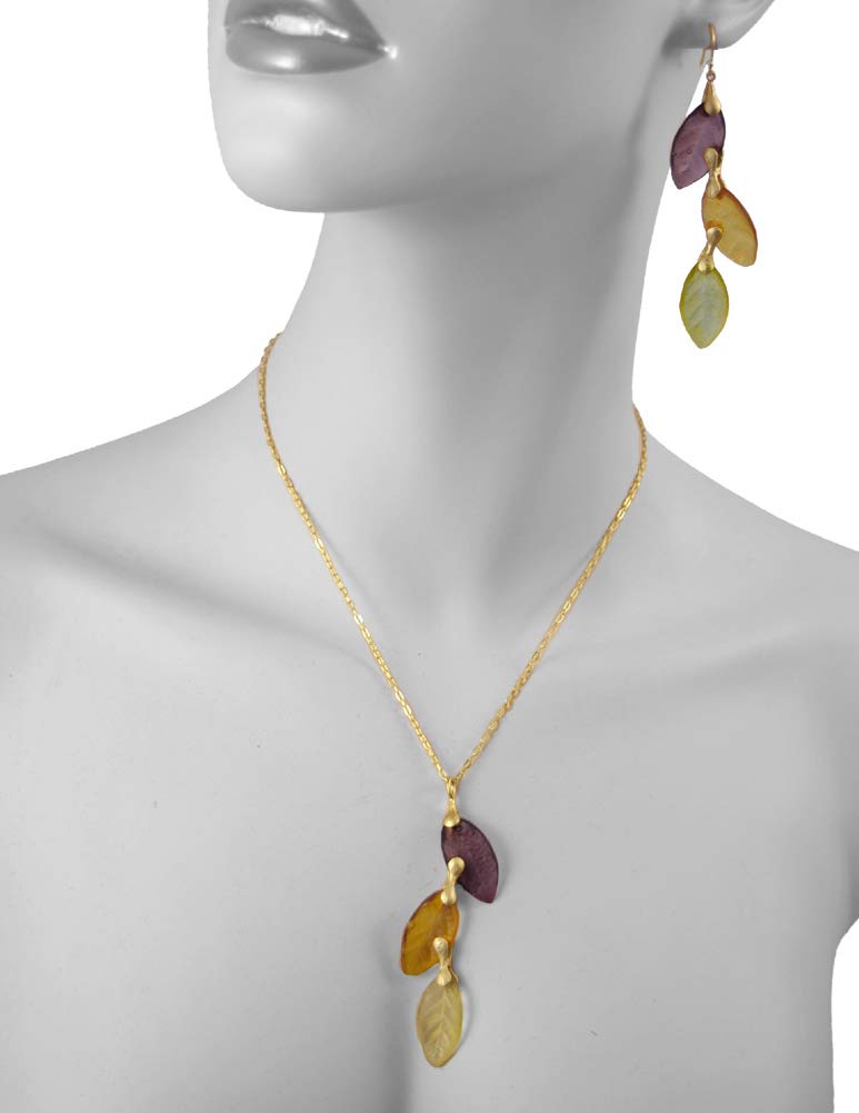 Cast Artisan Glass & Gold-Plated Autumn Leaves Drop Earrings - Perfect for Fall Weddings & Holiday Parties